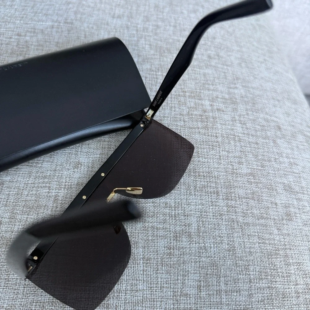 Yves Saint Laurent Black and Gold Sunglasses - Picture 8 of 9